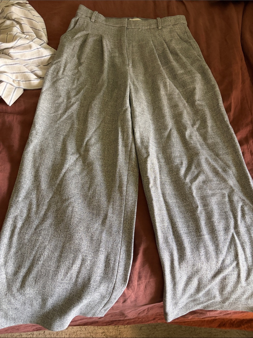 H&M Wide-Leg High-Waist Pants in Gray